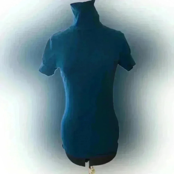 VTG Victoria Secret Tee Shop Y2K Dark Blue Long Short sleeve turtleneck Women M - Picture 3 of 10